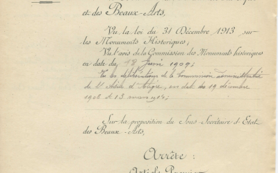 Documents de classement des vestiges au Monuments historiques